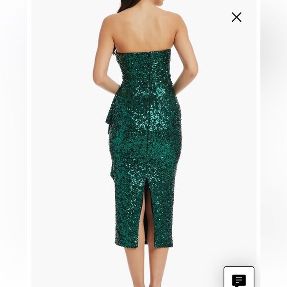 New Dress The Population Alexis sequin midi dress in emeralds green holiday sz M - Picture 3 of 16